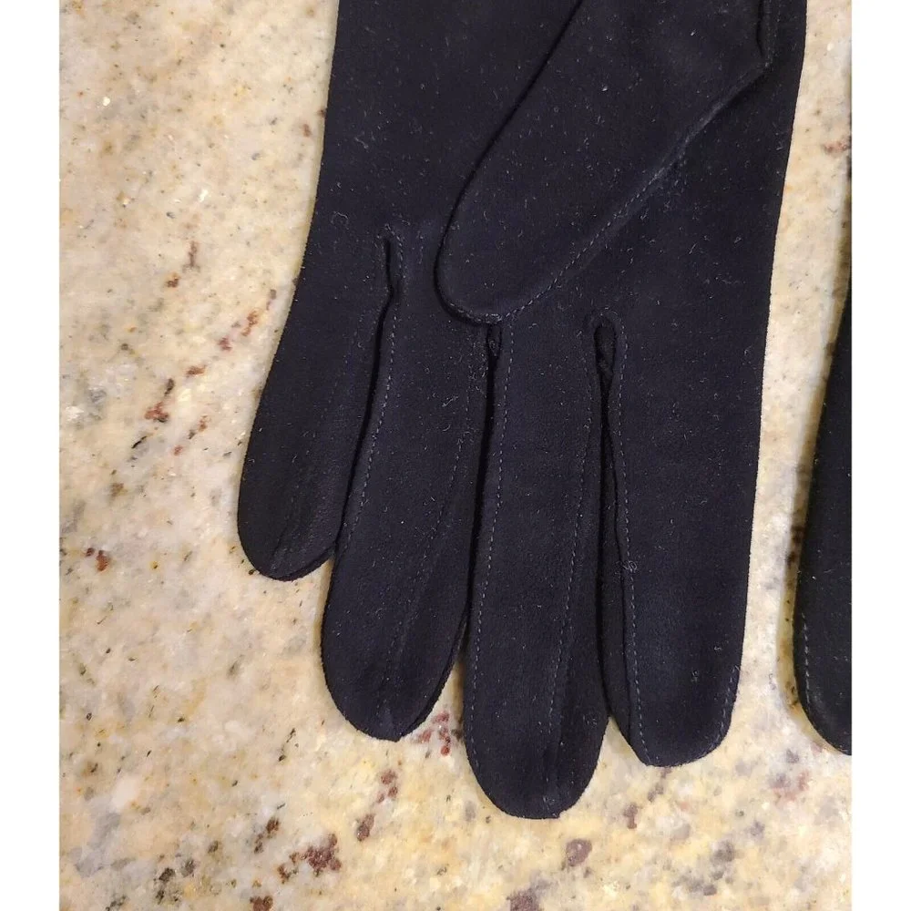 Vintage Size M 7 Black Soft Suede Leather Formal 8.5